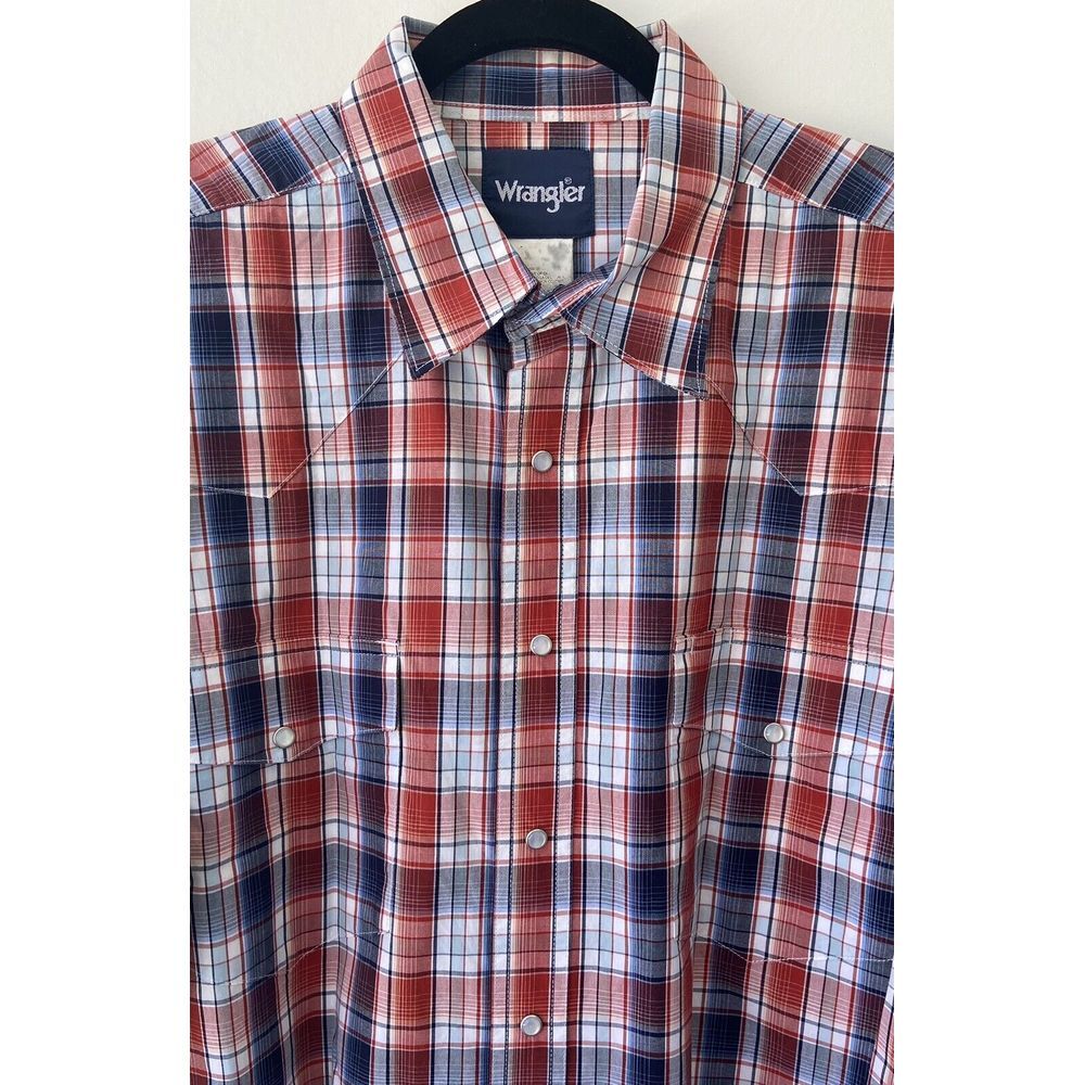Vintage Men's Sz 2XLT Wrangler Long Sleeve Pearl Snap Plaid Western Shirt EUC